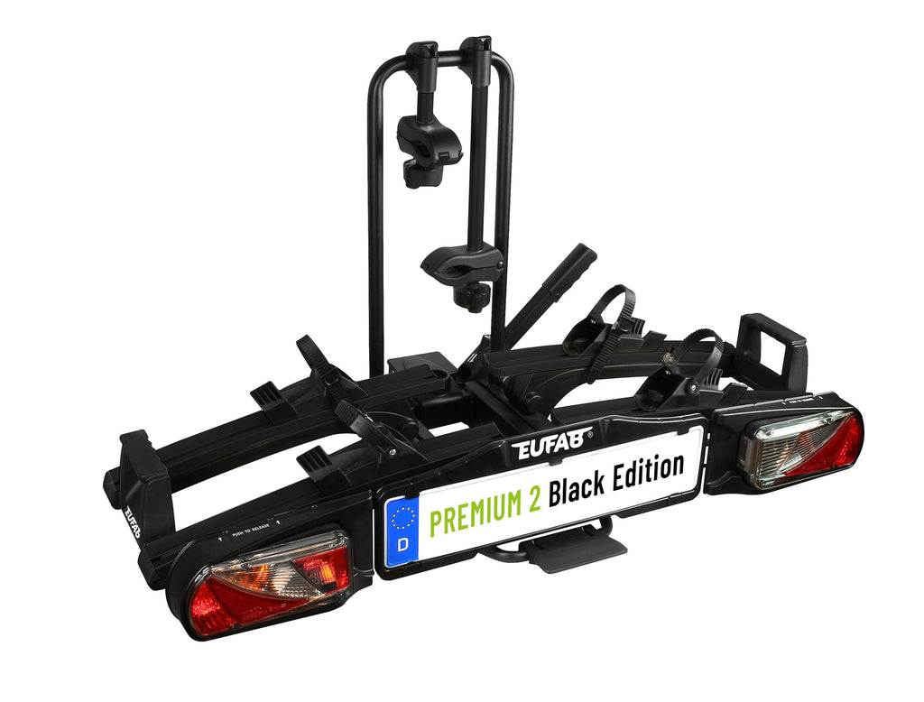 EUFAB PREMIUM 2 Fahrradträger Anhängerkupplung – 2 Räder, 60kg, E-Bike, klappbar, abschließbar, Schwarz