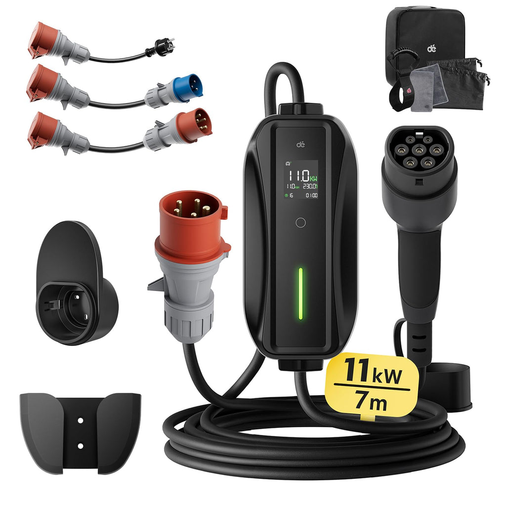 dé deDM2CEE Mobile Wallbox 11kW – Typ 2, 7m Kabel, CEE 16A, 3-phasig, 2-in-1, CE, IP-Schutz