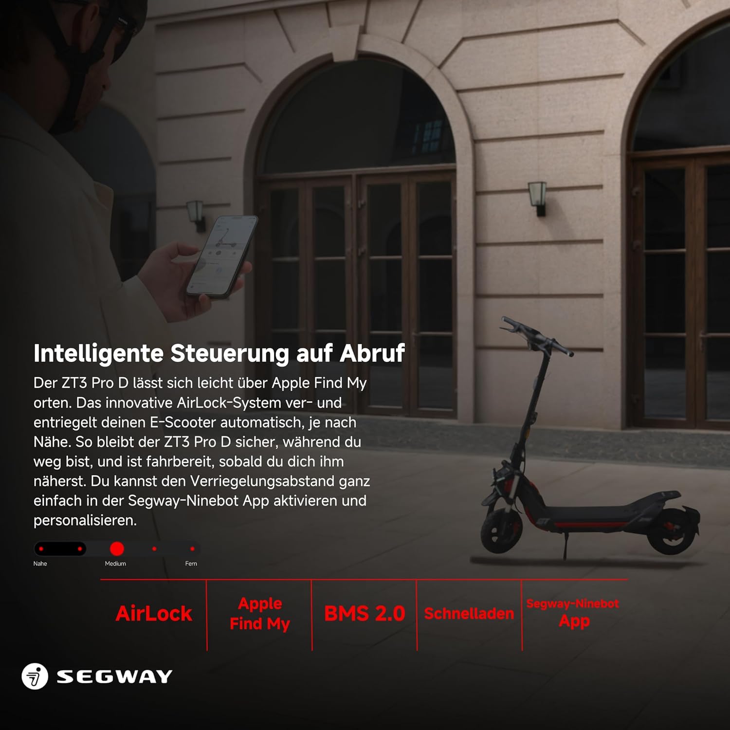 Segway-Ninebot ZT3 Pro D E-Scooter, bis zu 70 km Reichweite, 11 Zoll Offroad-Reifen, Vollfederung, Flash Charge, Apple Find My, faltbar, Schwarz**