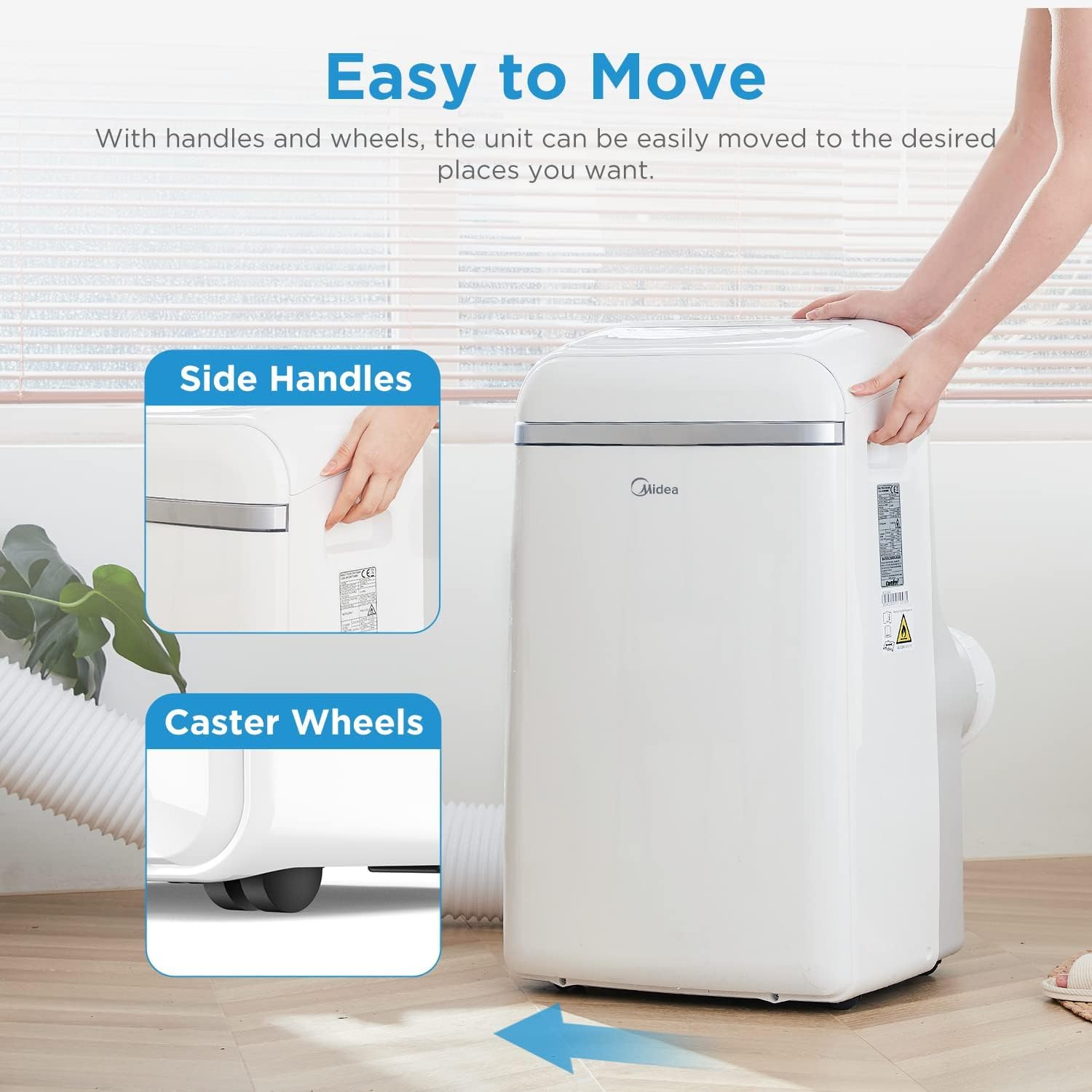 Midea MPD-12CRN7 Mobiles Klimagerät 12.000 BTU – 3-in-1, R290, EEK A, Follow-Me, 45m², Weiß