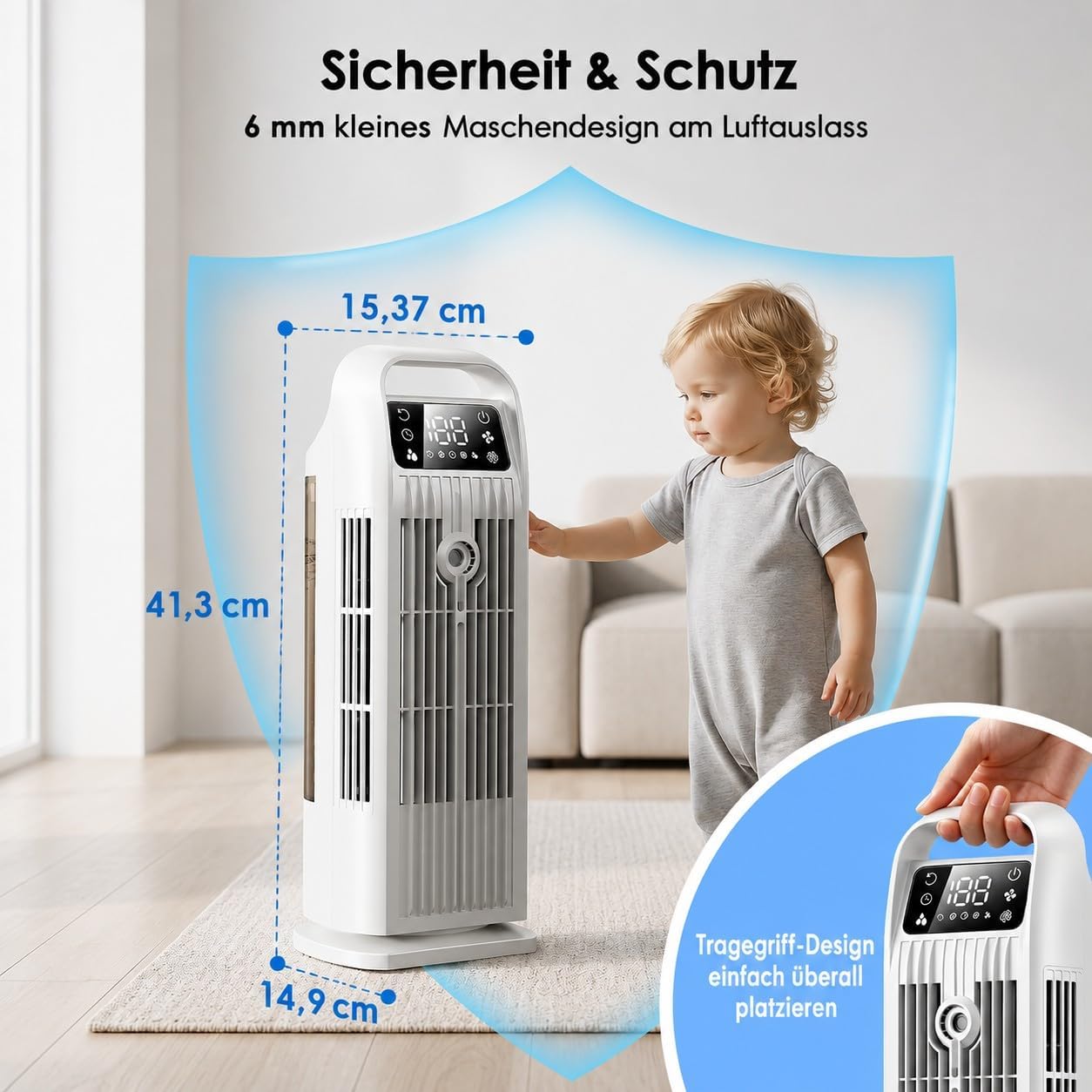 Zenolix KF1 Luftkühler 6-in-1 1,2L – 36W, 7 m/s, 120° Oszillation, 35 dB, Timer, Fernbedienung, Weiß