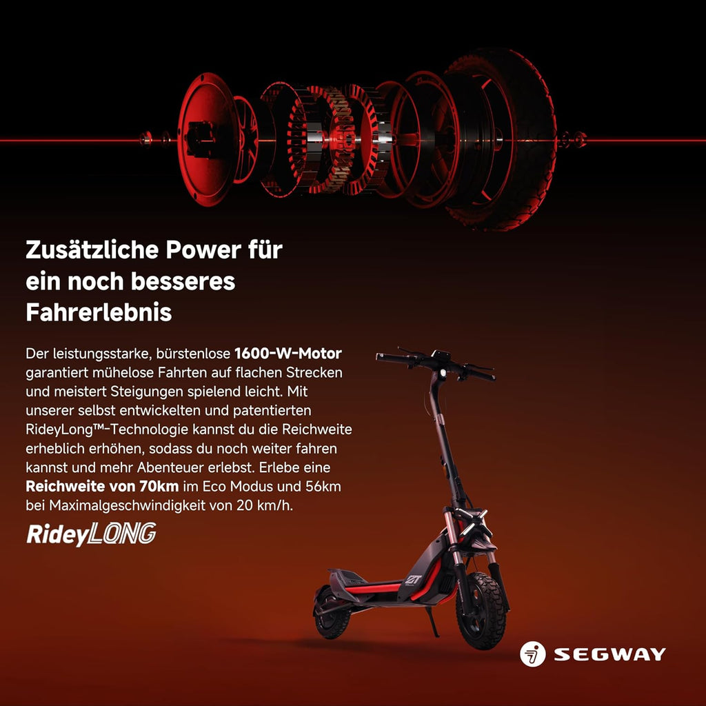 Segway-Ninebot ZT3 Pro D E-Scooter, bis zu 70 km Reichweite, 11 Zoll Offroad-Reifen, Vollfederung, Flash Charge, Apple Find My, faltbar, Schwarz**