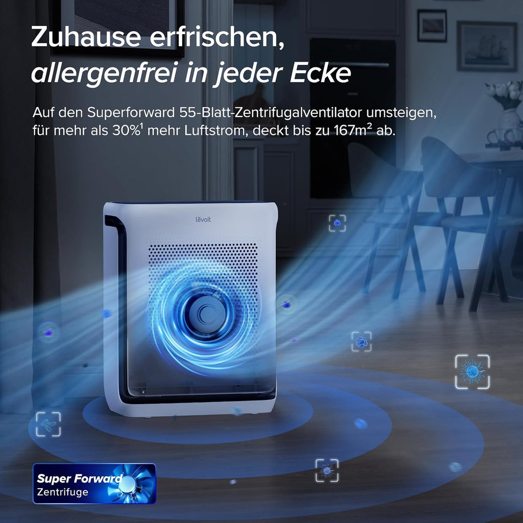Levoit Vital 200S Smart Luftreiniger 416m³/h – HEPA 99,97%, 87m², Haustiermodus, 24dB, Alexa, Weiß/Schwarz