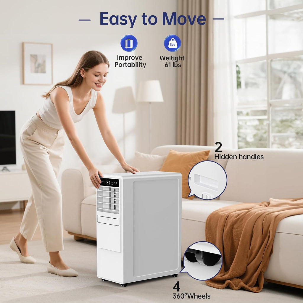 12000BTU Portable Air Conditioners with Remote, Floor Standing Cooling Portable AC Unit with Fan & Dehumidifier,Sleep and Timer Mode,For Room up to 500 sq.ft, Windows Sealing Kit Included