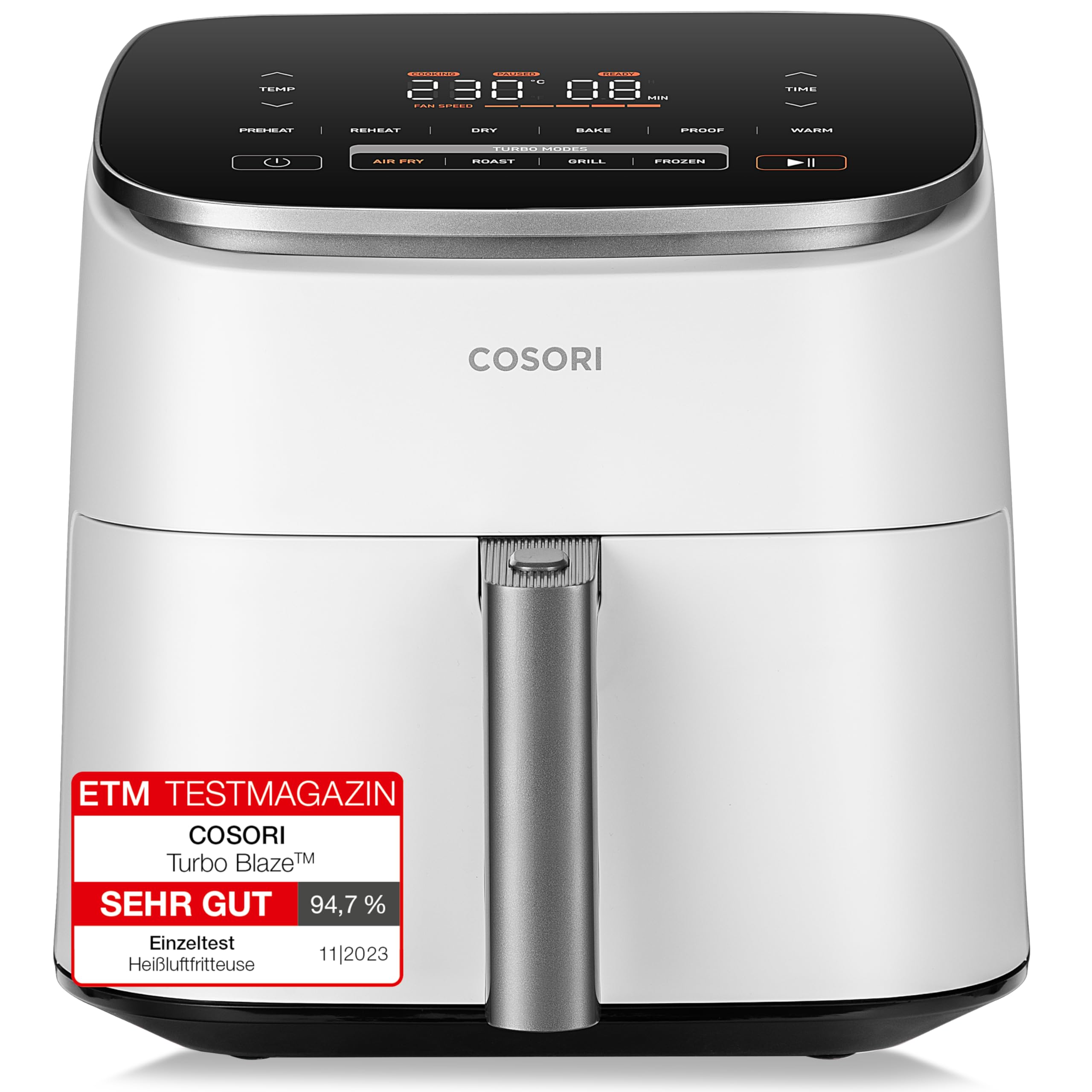 Cosori TurboBlaze CAF-DC601-KEU Heißluftfritteuse 6L – DC-Motor, 5 Lüfterstufen, 30–230°C, Dunkelgrau