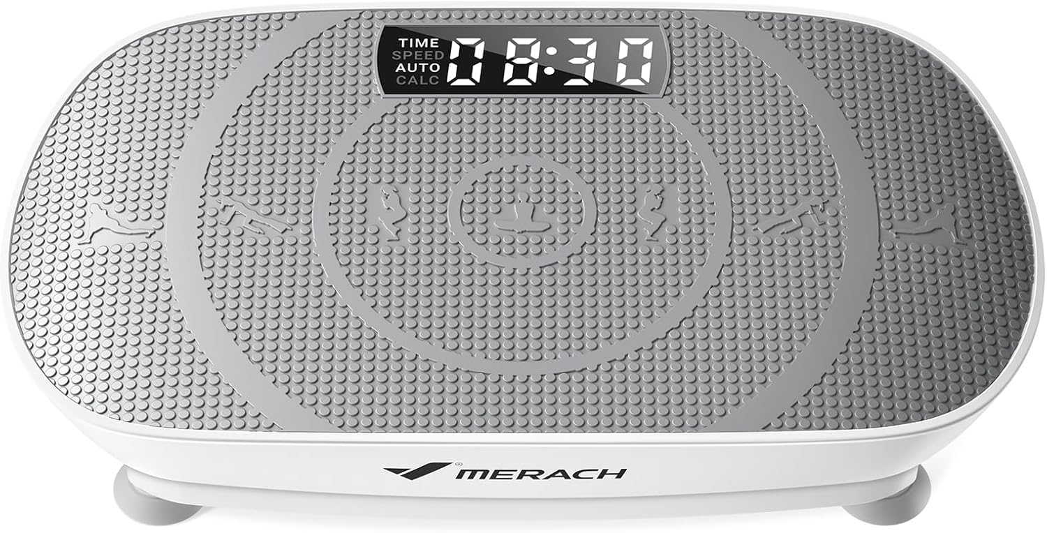 MERACH MR-2398 Slim Vibrationsplatte – 10 Stufen, <40 dB, 136kg, LED-Display, Fernbedienung, Grau