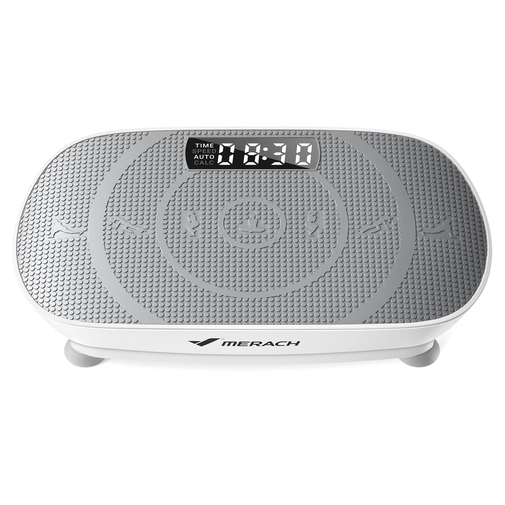 MERACH MR-2398 Slim Vibrationsplatte – 10 Stufen, <40 dB, 136kg, LED-Display, Fernbedienung, Grau
