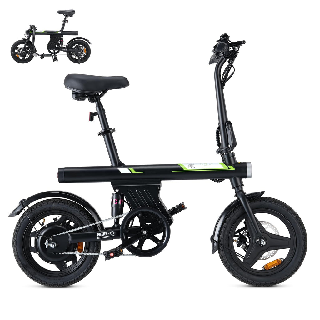 Finbike U1 Klapp-E-Bike 250W – 7-Gang, Pedelec, 14", Scheibenbremsen, LCD-Display, 120kg, Schwarz
