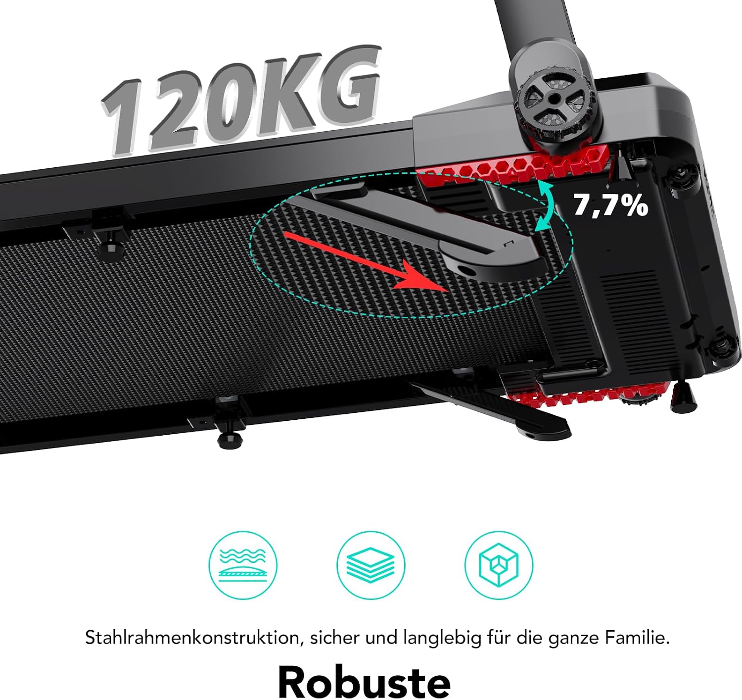 CITYSPORTS CS-WP9 Laufband klappbar 1400W – Bluetooth, 12 km/h, 110kg, LED, 360° Tablet-Halter, Schwarz