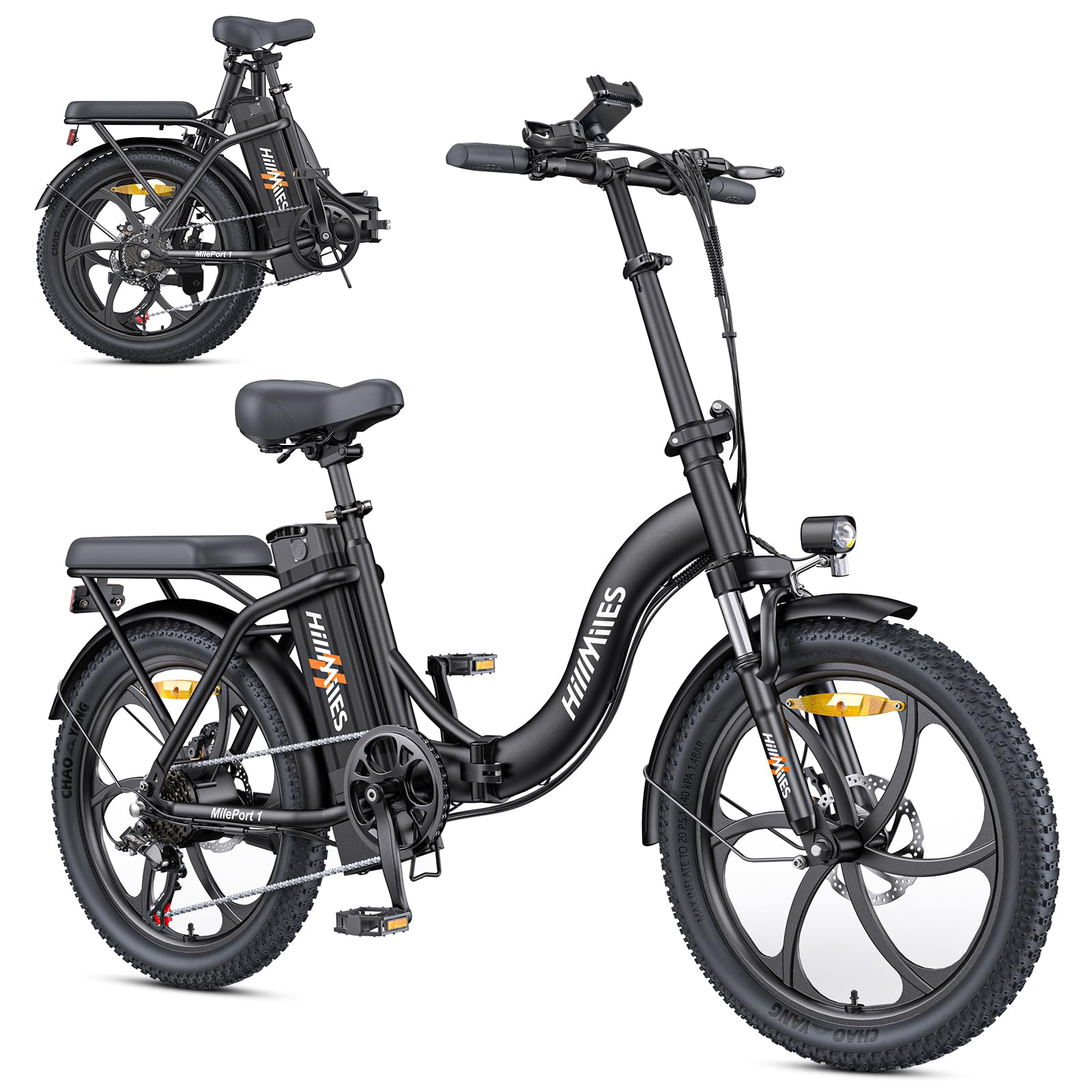 HillMiles MilePort 1 E-Bike klappbar 250W – 36V/13Ah, 100km, 7-Gang, Dual-Federung, 20", Grün