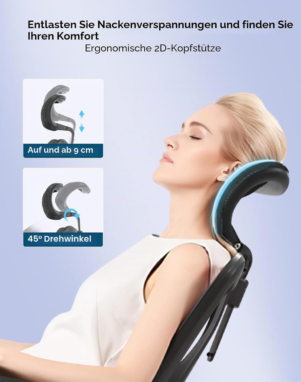 SIHOO M57 Ergonomischer Bürostuhl, 3D-Armlehnen, Mesh, Kopfstütze, bis 150 kg, Schwarz