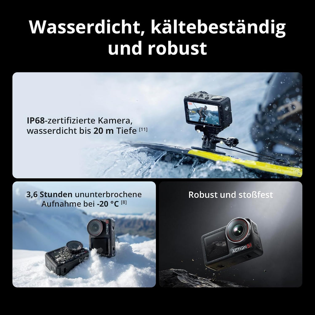 DJI Osmo Action 5 Pro Standard Combo 4K Actionkamera – 1/1.3" Sensor, 4h Akku, OLED, 360° HorizonSteady