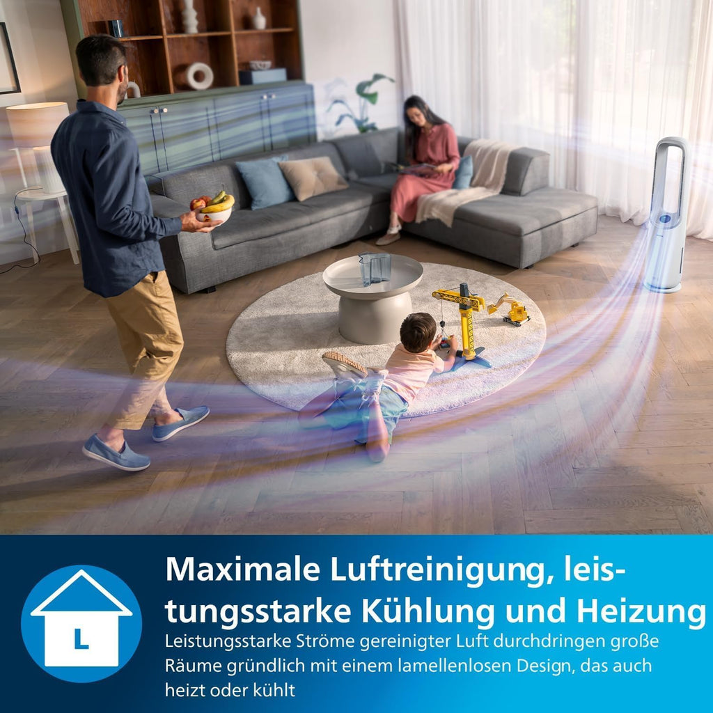 Philips AMF765/10 2-in-1 Luftreiniger & Ventilator 70m² – NanoProtect HEPA, 270m³/h, 20dB, KI, Alexa, Weiß