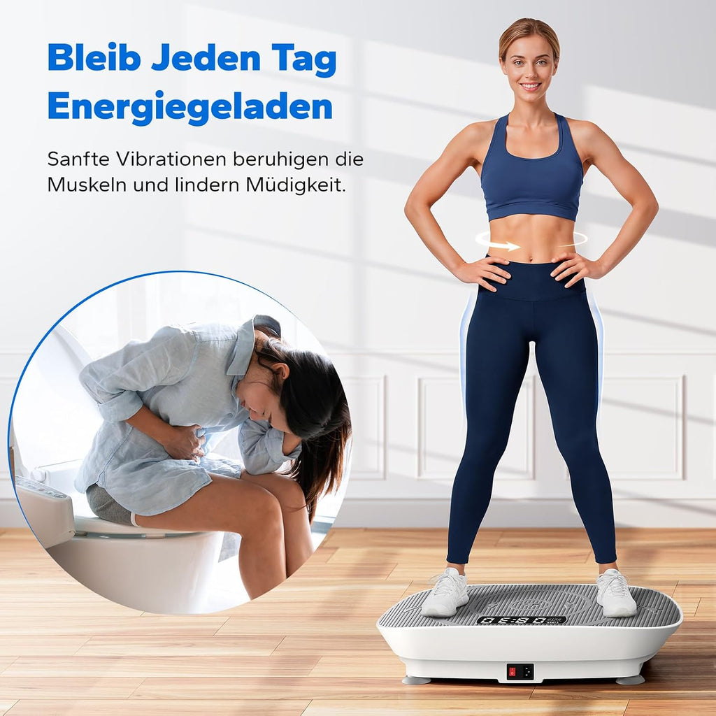 MERACH MR-2398 Slim Vibrationsplatte – 10 Stufen, <40 dB, 136kg, LED-Display, Fernbedienung, Grau