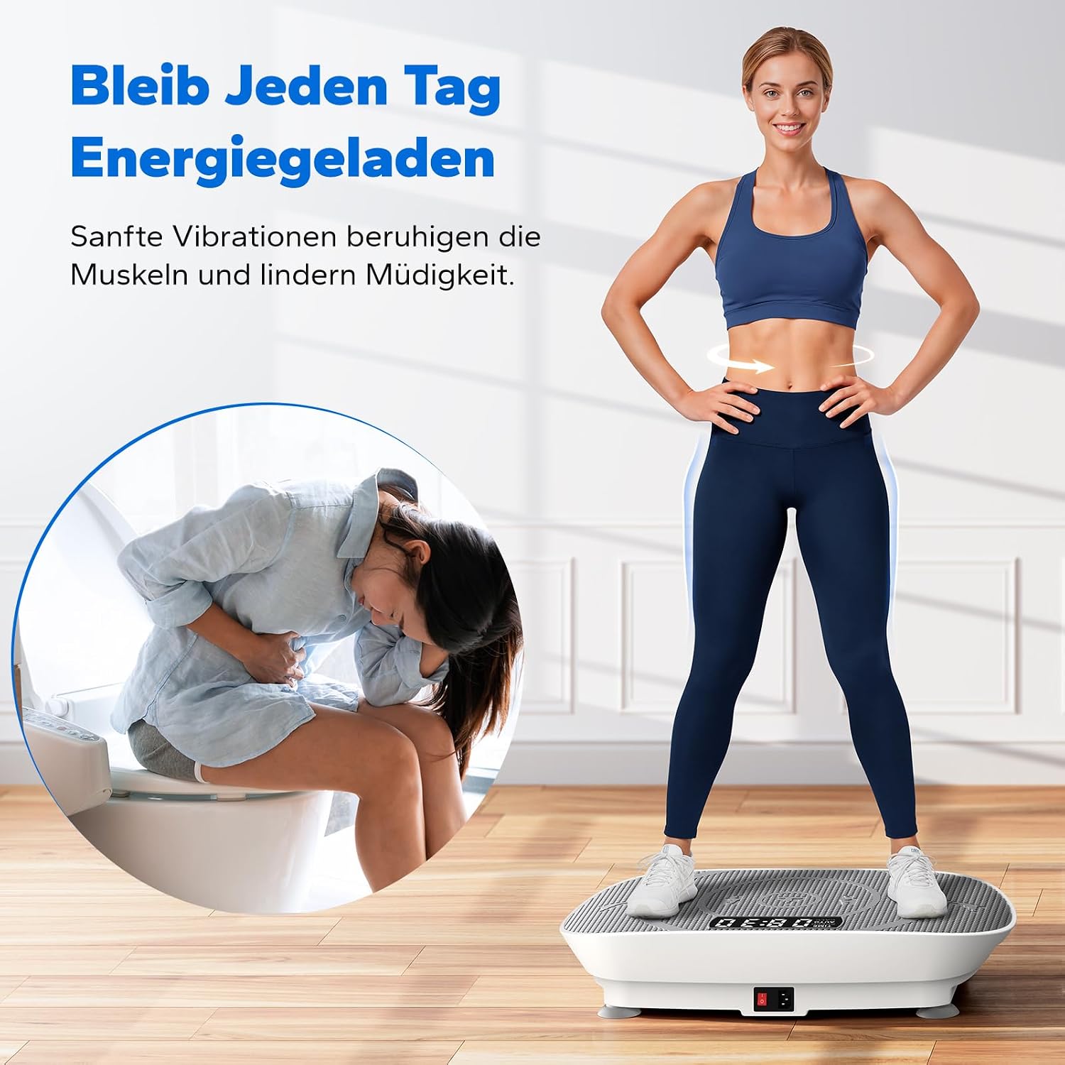 MERACH MR-2398 Slim Vibrationsplatte – 10 Stufen, <40 dB, 136kg, LED-Display, Fernbedienung, Grau