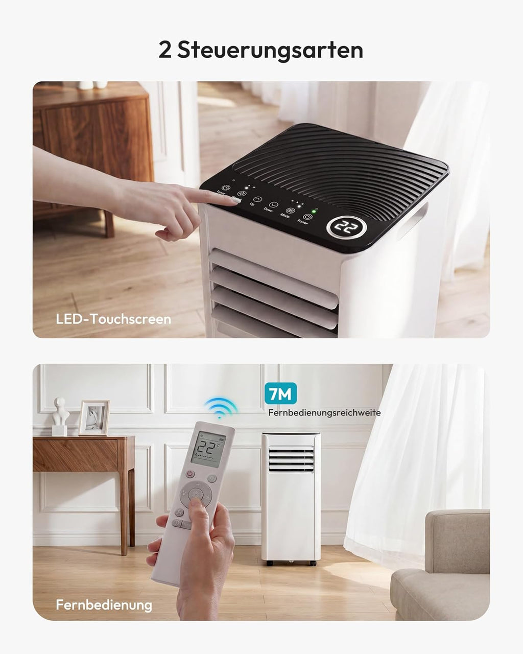 EUHOMY OL-A016FF26N2 Mobiles Klimagerät 9.000 BTU – 4-in-1, R290, EEK A, GMCC, 25m², Weiß