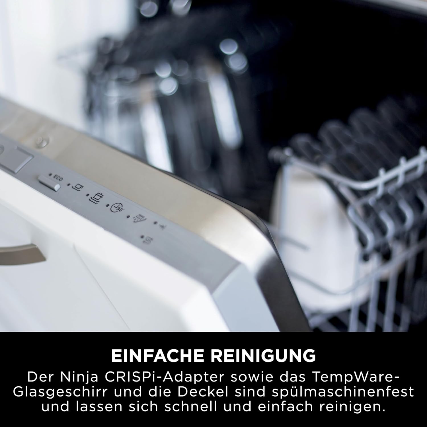 Ninja FN101EU CRISPi Heißluftfritteuse 3,8L – 4 Funktionen, PFAS-frei, Glasbehälter, 1700W, Stone Gold