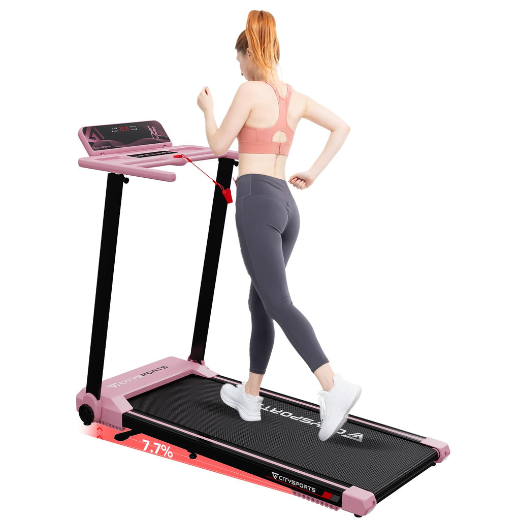 CITYSPORTS CS-WP9 Laufband klappbar 1400W – Bluetooth, 12 km/h, 110kg, LED, 360° Tablet-Halter, Schwarz