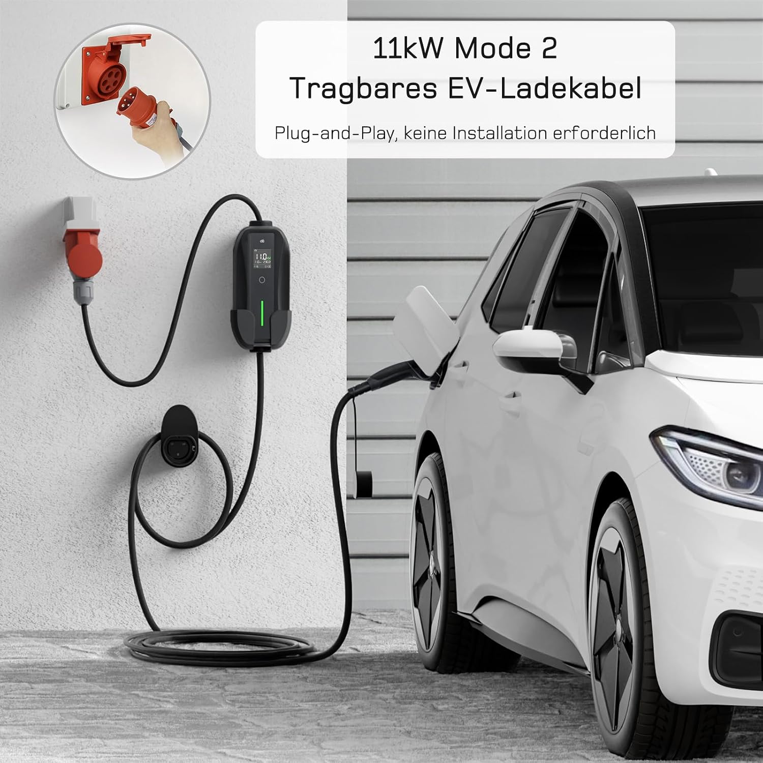 dé deDM2CEE Mobile Wallbox 11kW – Typ 2, 7m Kabel, CEE 16A, 3-phasig, 2-in-1, CE, IP-Schutz