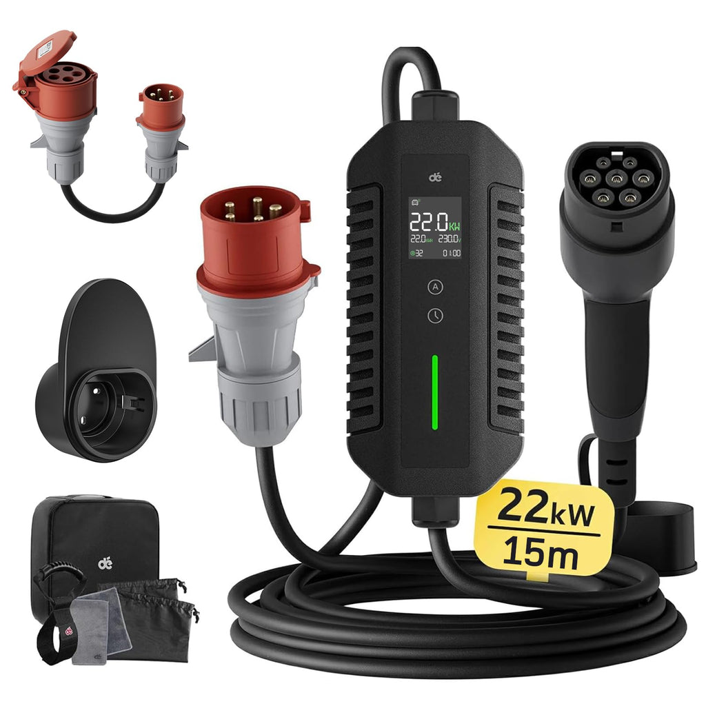 dé deDM2CEE Mobile Wallbox 11kW – Typ 2, 7m Kabel, CEE 16A, 3-phasig, 2-in-1, CE, IP-Schutz
