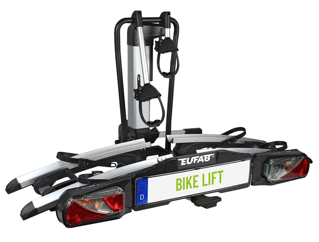 EUFAB PREMIUM 2 Fahrradträger Anhängerkupplung – 2 Räder, 60kg, E-Bike, klappbar, abschließbar, Schwarz