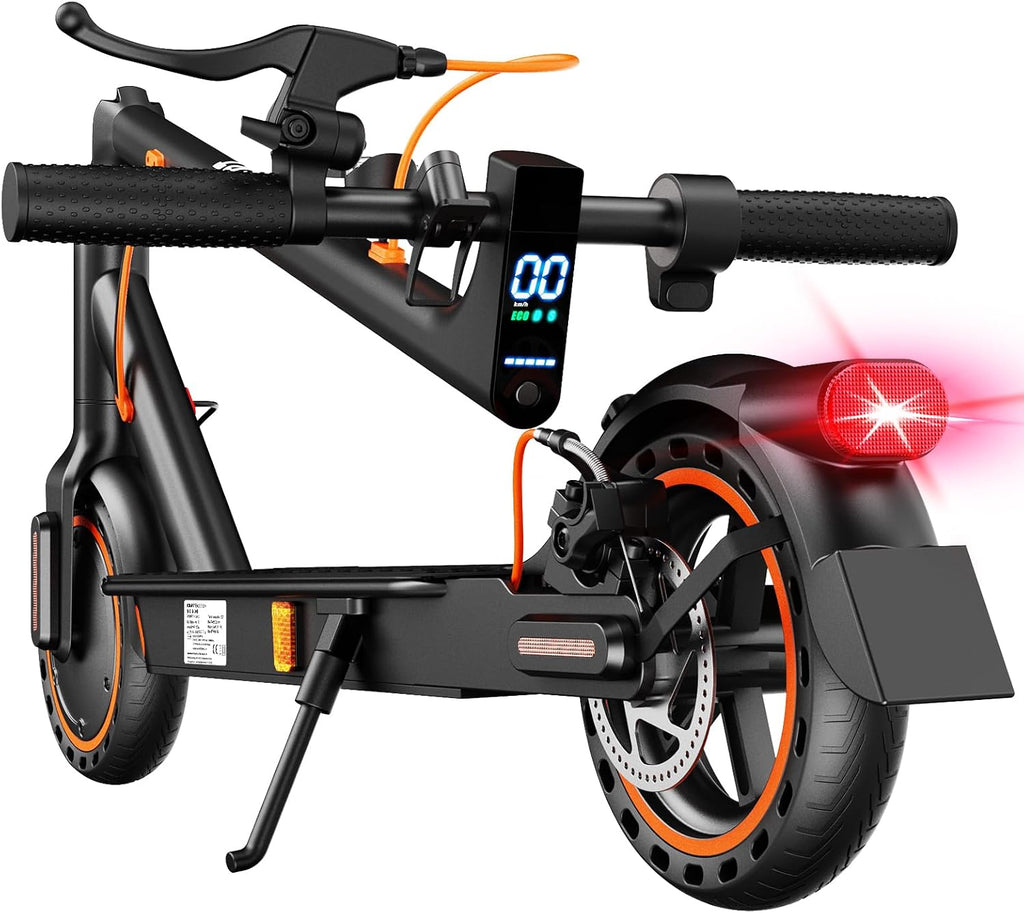 TODIMART T3 E-Scooter mit ABE, bis zu 30 km Reichweite, 8,5 Zoll Vollgummireifen, Bluetooth-App, Dual-Bremssystem, faltbar, IPX5, Schwarz/Orange**