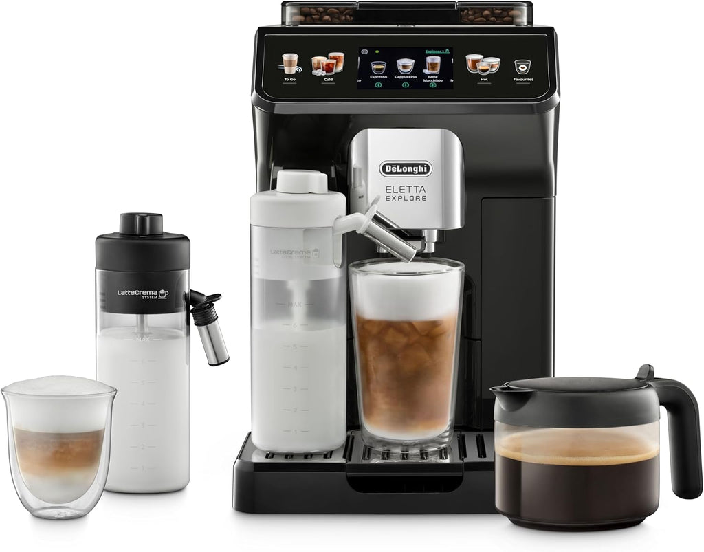 De'Longhi Eletta Explore ECAM452.57.G Kaffeevollautomat – 40+ Getränke, LatteCrema Hot & Cool, TFT, Grau
