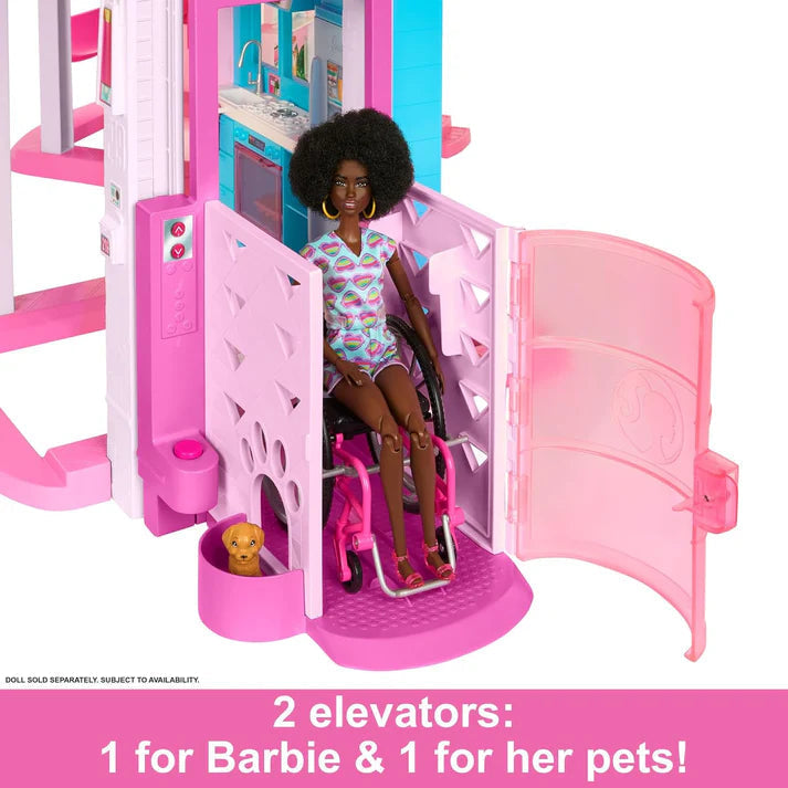 Dreamhouse 3-Storey Doll House with Pool, Slide & 10 Play Areas
