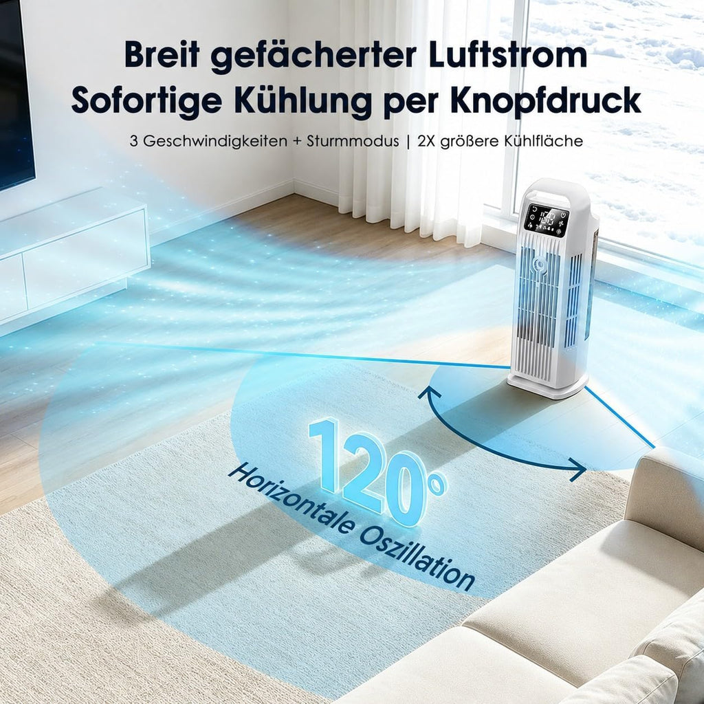 Zenolix KF1 Luftkühler 6-in-1 1,2L – 36W, 7 m/s, 120° Oszillation, 35 dB, Timer, Fernbedienung, Weiß