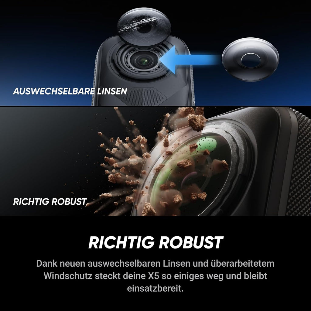 Insta360 X5 Essentials Bundle 360°-Kamera 8K – 2x 1/1.28" Sensor, FlowState, 15m wasserdicht, Schwarz