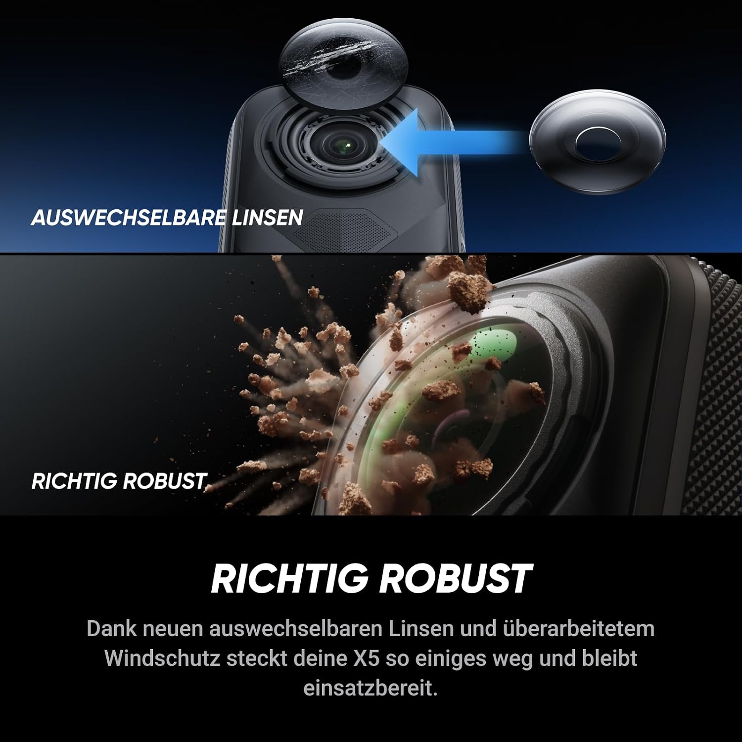 Insta360 X5 Essentials Bundle 360°-Kamera 8K – 2x 1/1.28" Sensor, FlowState, 15m wasserdicht, Schwarz