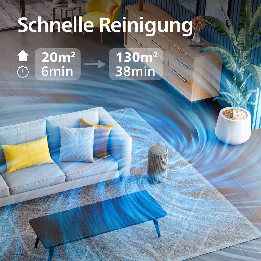 Philips AC3210/12 Luftreiniger 130m² – SilentWings 15dB, HEPA 99,97%, ECARF, CADR 500m³/h, Air+ App, Beige