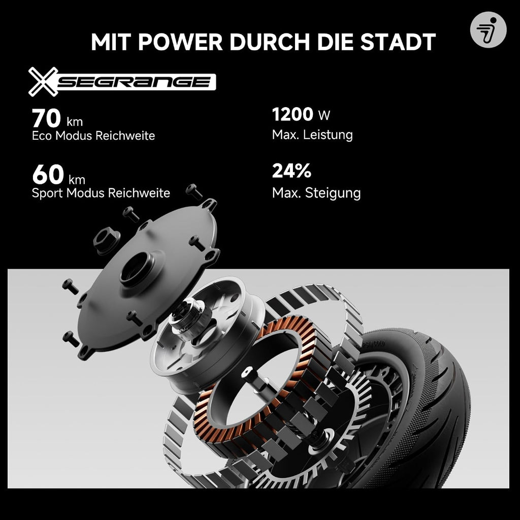 Segway-Ninebot F3 Pro D E-Scooter, bis zu 70 km Reichweite, 10 Zoll selbstabdichtende Luftreifen, Vollfederung, TFT-Display, Apple Find My, faltbar, Schwarz