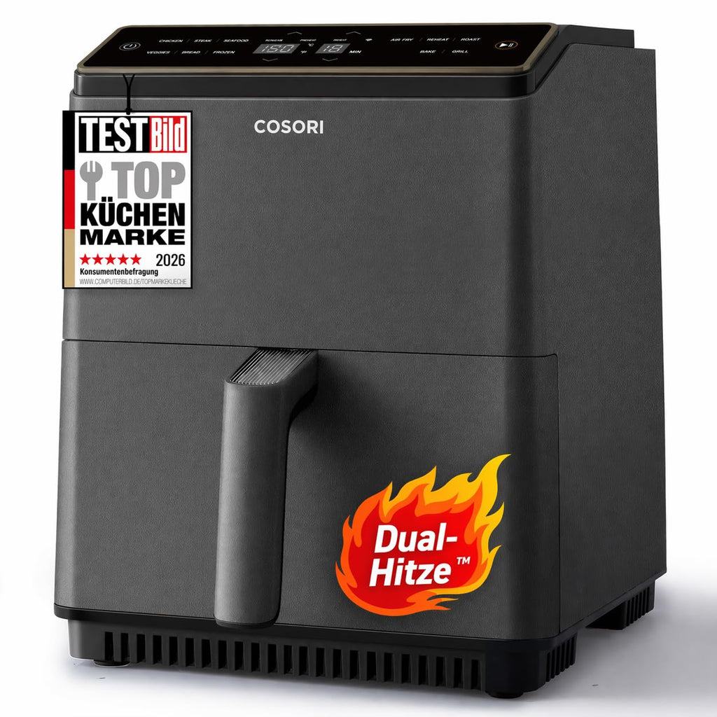 Cosori TurboBlaze CAF-DC601-KEU Heißluftfritteuse 6L – DC-Motor, 5 Lüfterstufen, 30–230°C, Dunkelgrau