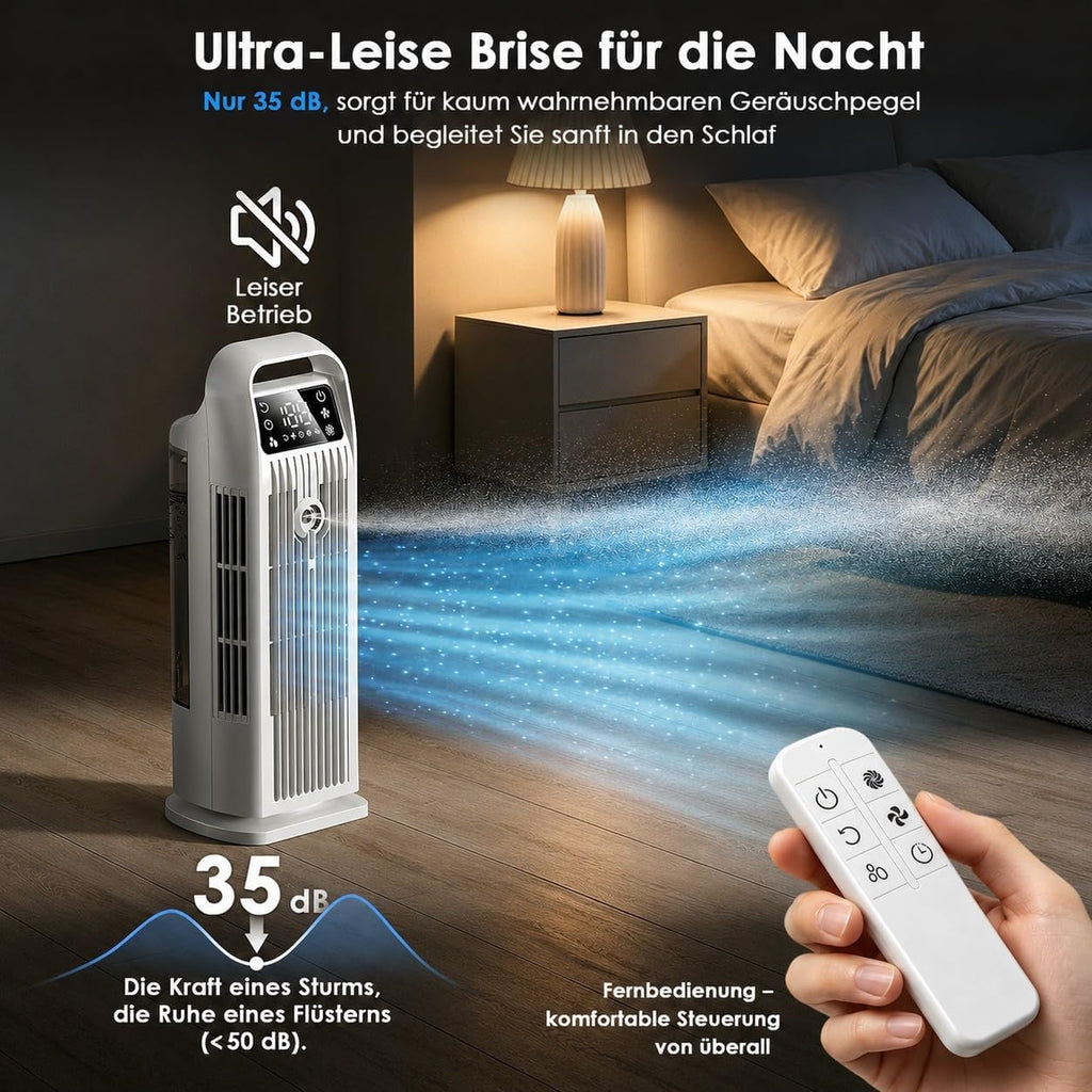 Zenolix KF1 Luftkühler 6-in-1 1,2L – 36W, 7 m/s, 120° Oszillation, 35 dB, Timer, Fernbedienung, Weiß