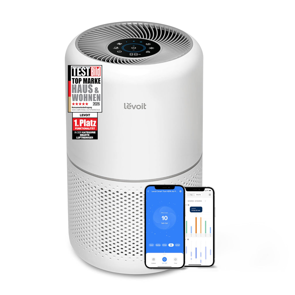 Levoit Vital 200S Smart Luftreiniger 416m³/h – HEPA 99,97%, 87m², Haustiermodus, 24dB, Alexa, Weiß/Schwarz