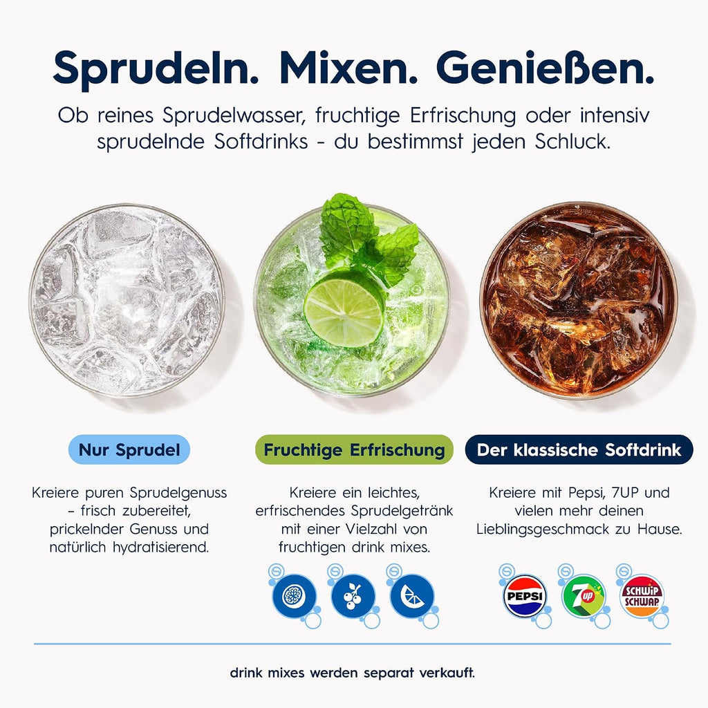 SodaStream DUO Wassersprudler – Quick Connect CO2, 2x Glasflasche & 2x Plastikflasche 1L, Titan/Schwarz