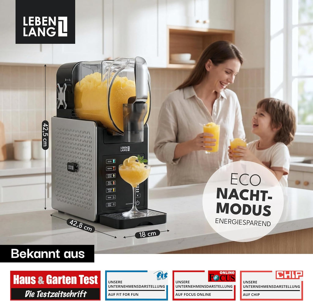 LEBENLANG LBP3312 Slush-Maschine 1,9 L – 5 Programme, QuickFreeze, LED Touchscreen, Schwarz