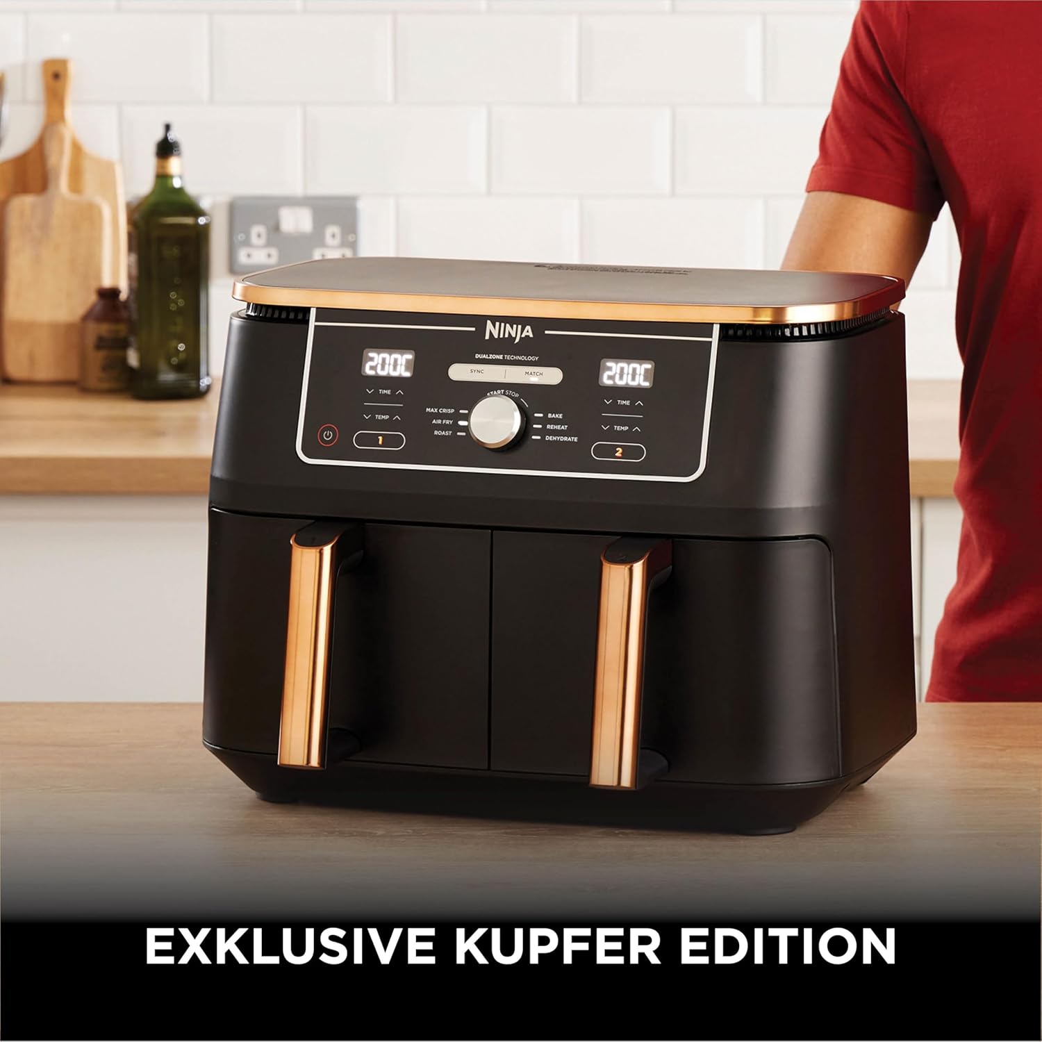 Ninja AF400EUCP Foodi MAX Dual Zone Heißluftfritteuse 9,5L – 6 Funktionen, 2470W, Kupfer/Schwarz