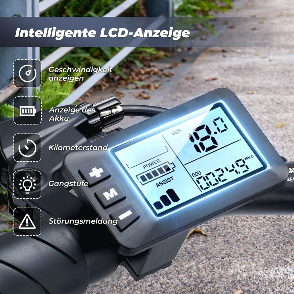 Finbike U1 Klapp-E-Bike 250W – 7-Gang, Pedelec, 14", Scheibenbremsen, LCD-Display, 120kg, Schwarz