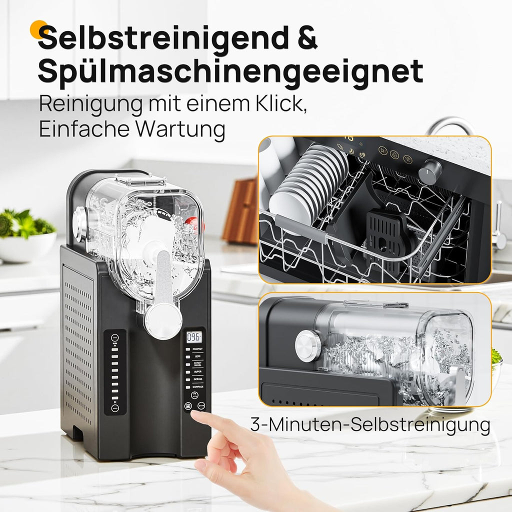 INITIO AD03 Slush-Maschine 2 L – 6 Programme, 12h Vorprogrammierung, Selbstreinigung, Grau
