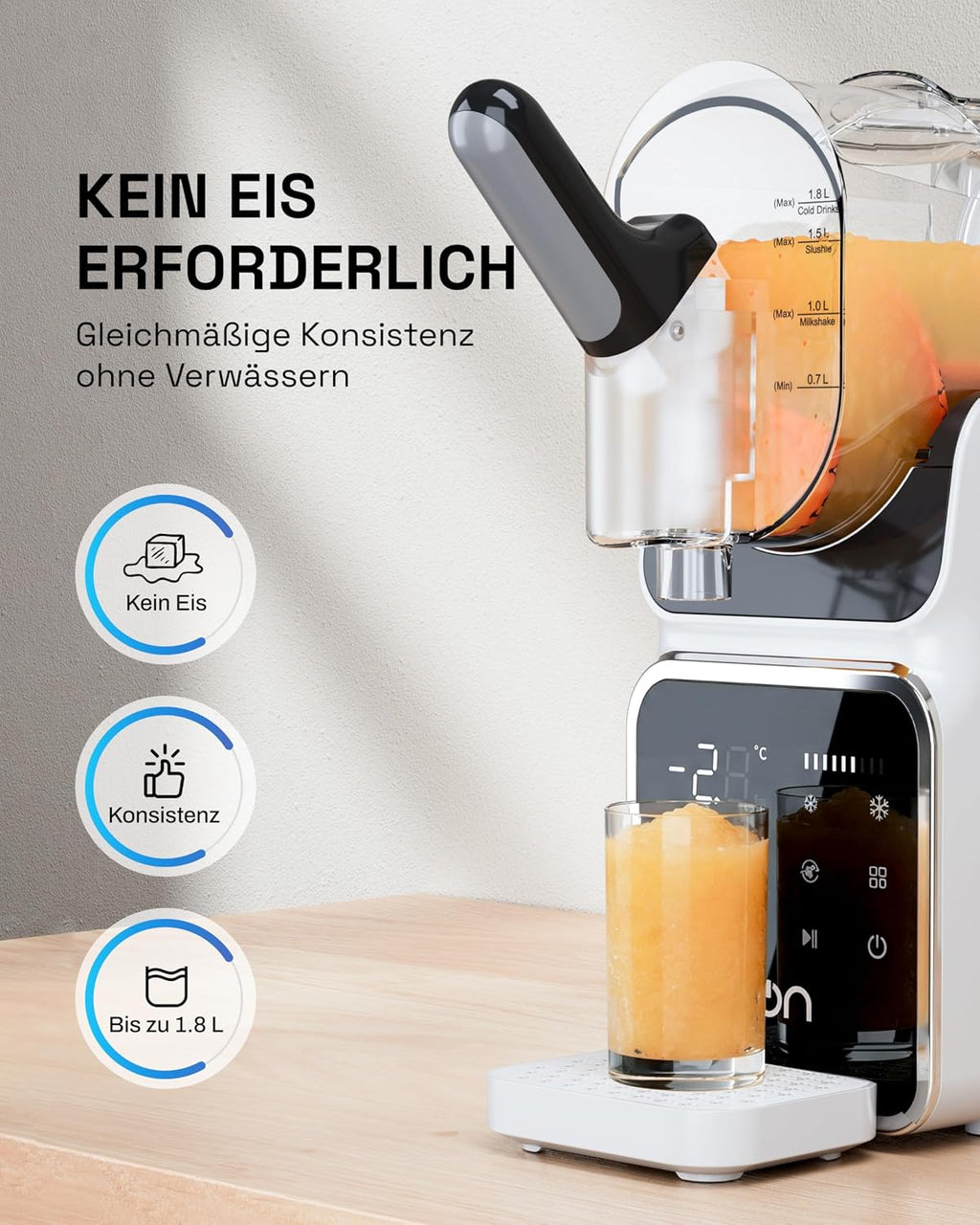 HBN CP-GBS-800 Slush-Maschine 1,9 L – 6 Programme, Selbstreinigung, 220 W, Kompakt
