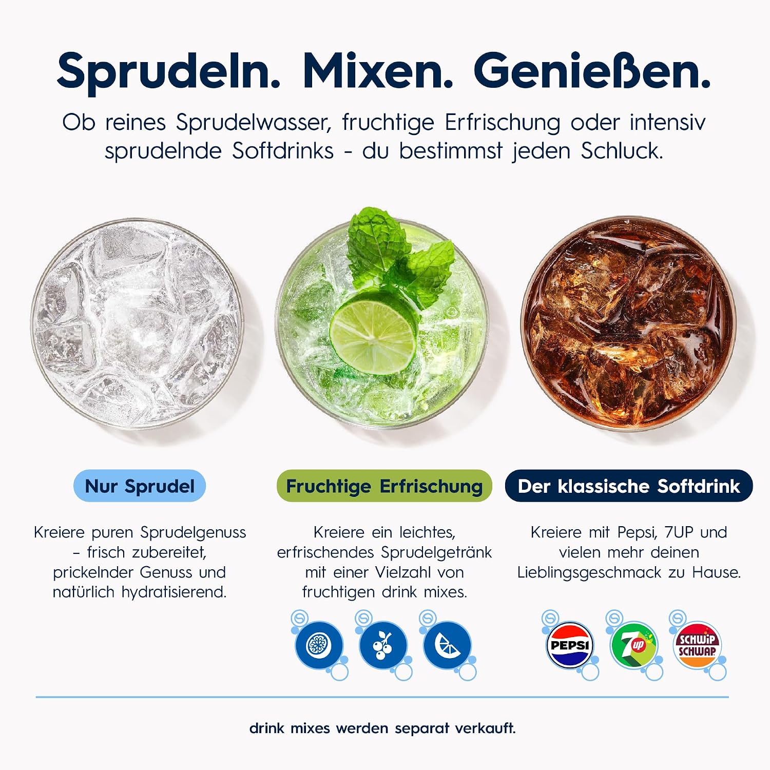 SodaStream Crystal 3.0 Wassersprudler – Quick Connect CO2, 2x Glaskaraffe 0,7L, Titan/Schwarz