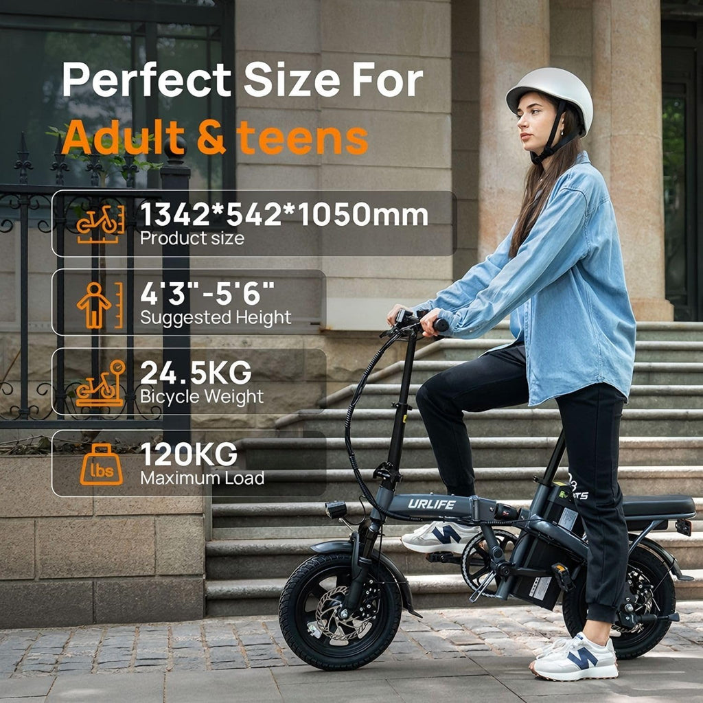 URLIFE F1L Klapp-E-Bike 250W – 48V/7,5Ah, 60km, Pedelec, IP54, Dual-Federung, 14", Schwarz