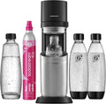 SodaStream DUO Wassersprudler – Quick Connect CO2, 2x Glasflasche & 2x Plastikflasche 1L, Titan/Schwarz