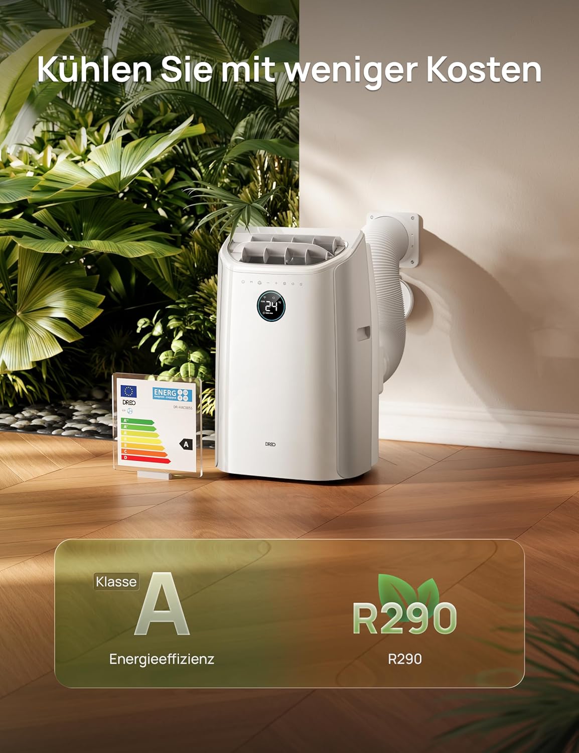 DREO AC515S Mobiles Klimagerät 10.000 BTU – 3-in-1, R290, EEK A, HEPA, Alexa, Google Home, Weiß