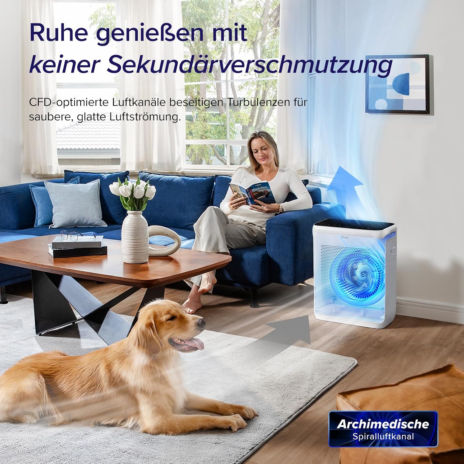 Levoit Vital 200S Smart Luftreiniger 416m³/h – HEPA 99,97%, 87m², Haustiermodus, 24dB, Alexa, Weiß/Schwarz