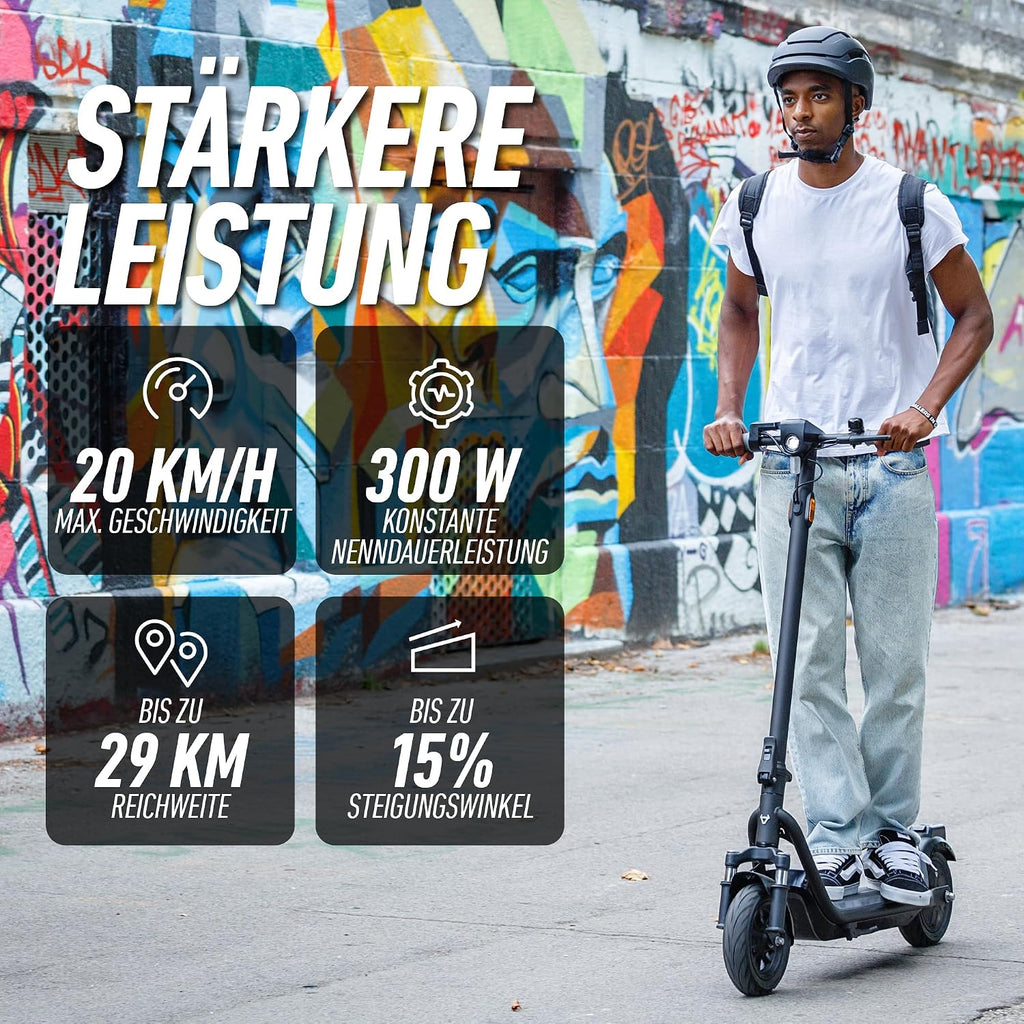 NIU KQi100P E-Scooter mit ABE, bis zu 29 km Reichweite, 300 W Motor, 10 Zoll Luftreifen, hydraulische Vorderradfederung, App-Steuerung, Anthrazit/Schwarz**