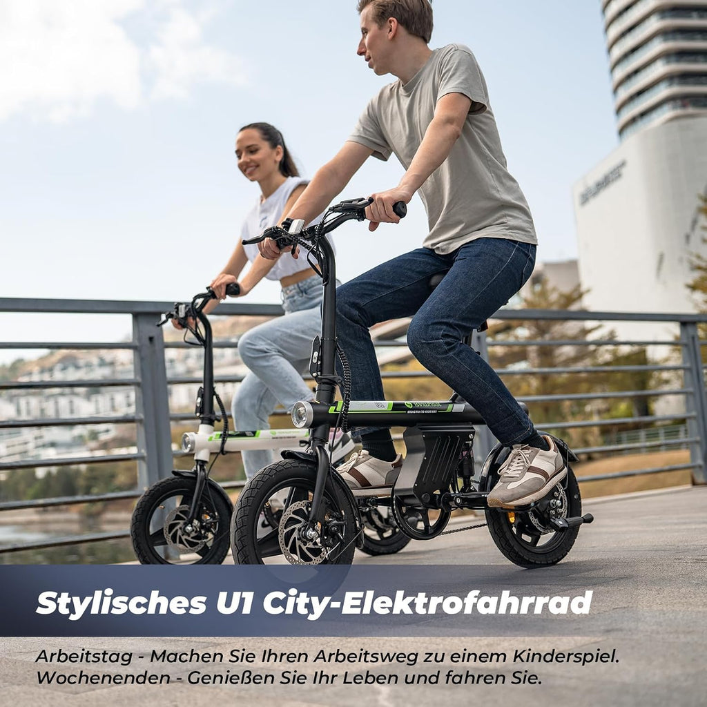 Finbike U1 Klapp-E-Bike 250W – 7-Gang, Pedelec, 14", Scheibenbremsen, LCD-Display, 120kg, Schwarz
