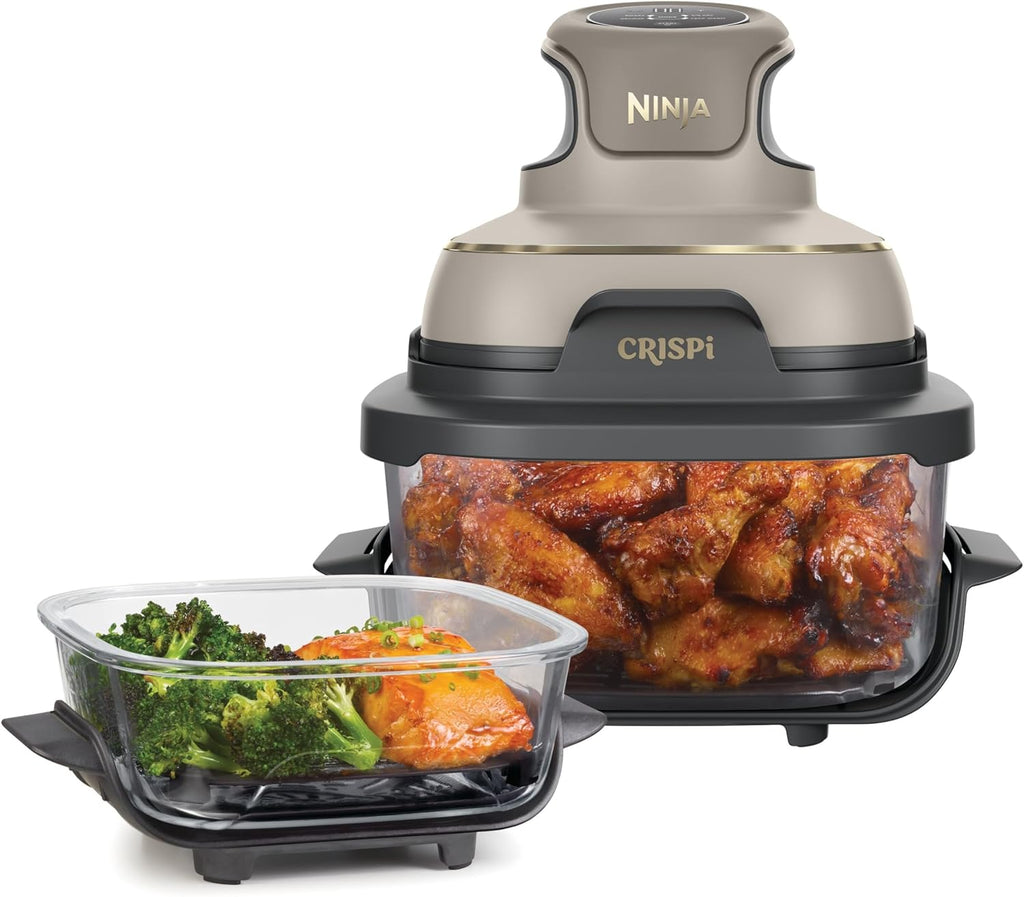 Ninja FN101EU CRISPi Heißluftfritteuse 3,8L – 4 Funktionen, PFAS-frei, Glasbehälter, 1700W, Stone Gold